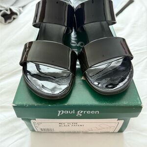 Paul Green Glossy Black Slide Sandals